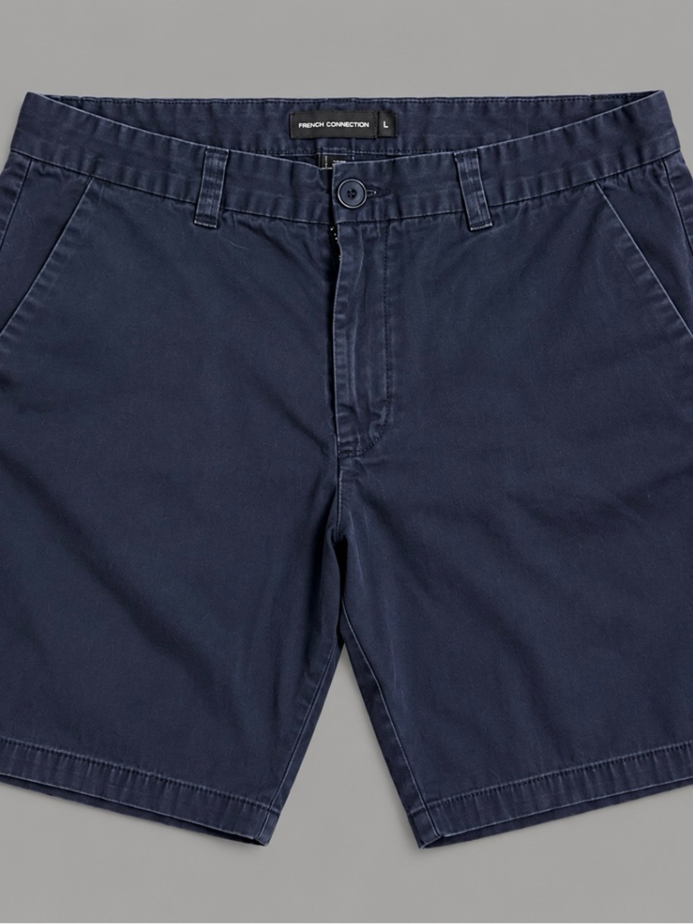 French Connection Navy Flat Front Cotton Chino Shorts
